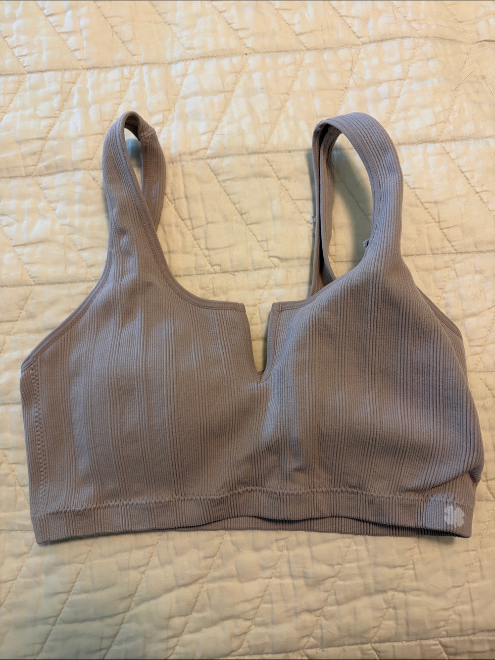 Lucky Brand Ribbed V-Notch Bralette in Mauve Taupe